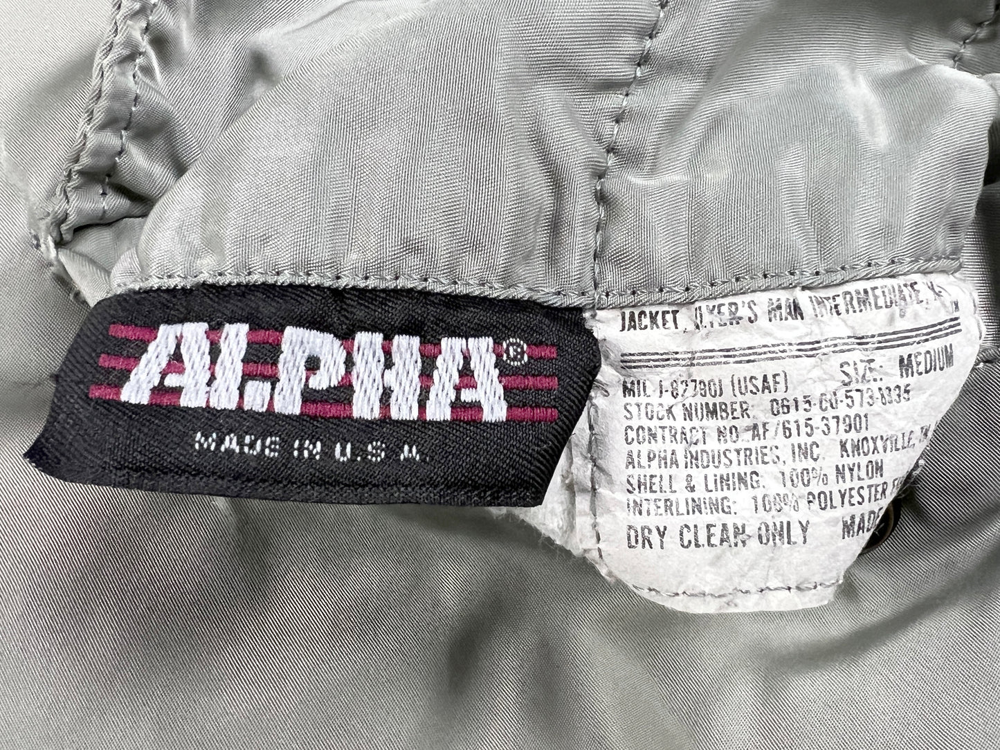 VTG ALPHA MA-1 SILVER BOMBER