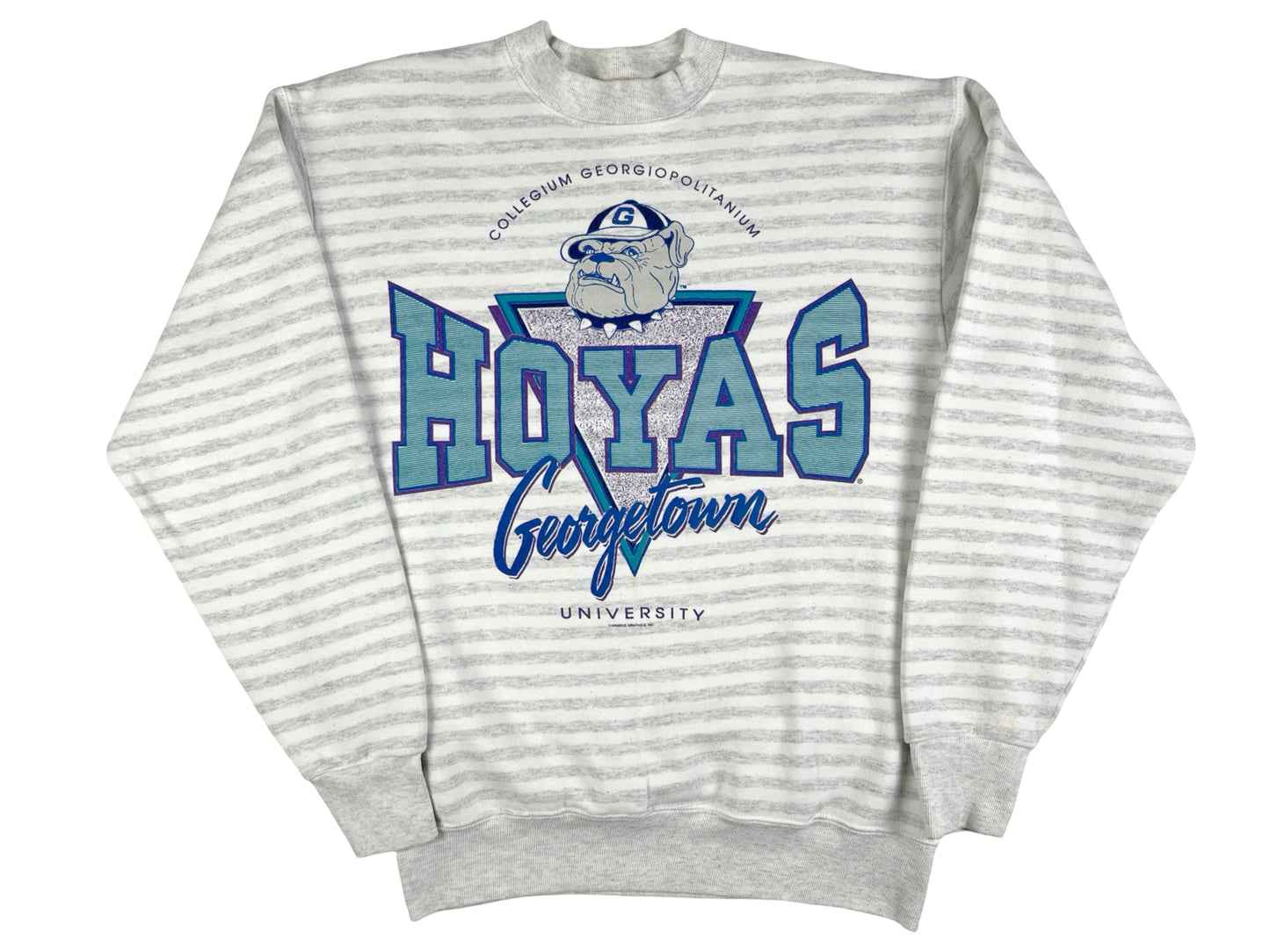 VTG '80S GEORGETOWN HOYAS STRIPED SWEATER
