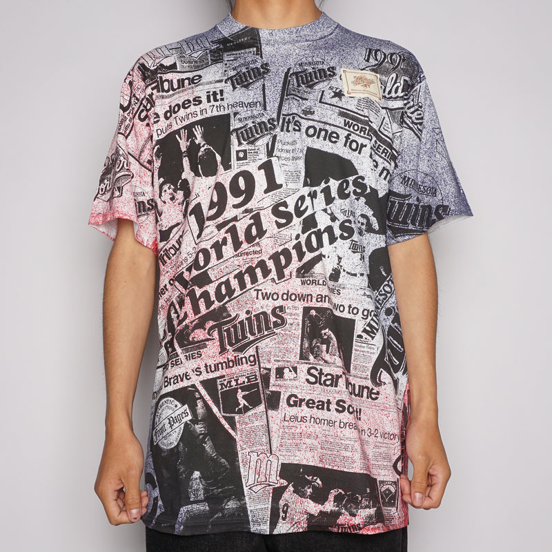 VTG '91 MINNI. TWINS W.S.C. FRONT PAGES T-SHIRT (RLSC)