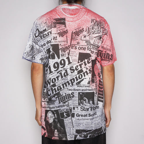 VTG '91 MINNI. TWINS W.S.C. FRONT PAGES T-SHIRT (RLSC)