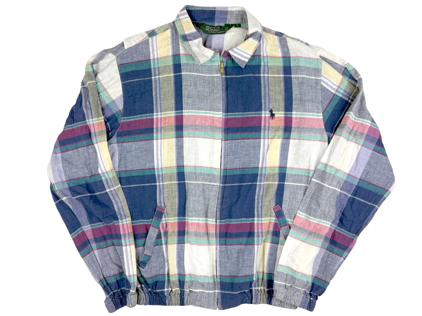 VTG KIDS POLO RALPH LAUREN PLAID ZIP UP L/S SHIRT