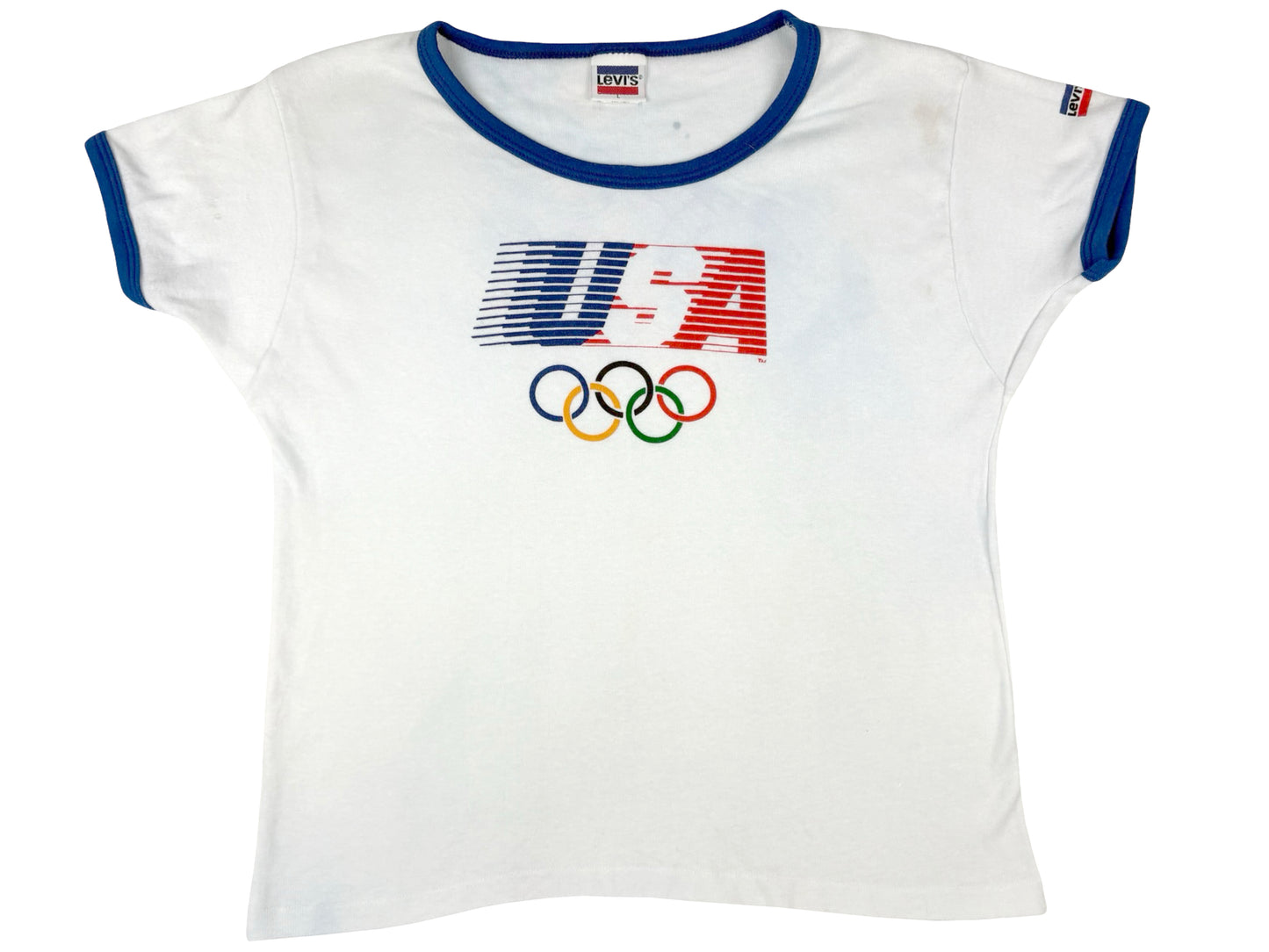 VTG '84 WMNS LA OLYMPICS RINGER T-SHIRT