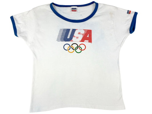 VTG '84 WMNS LA OLYMPICS RINGER T-SHIRT