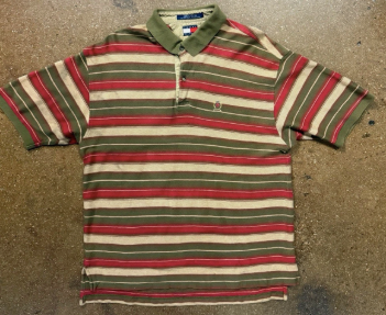 VTG '90S T-H STRIPED CREST POLO SHIRT