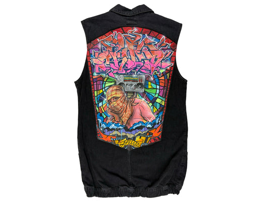 VTG GUESS JEANS GRAFFITI DENIM VEST