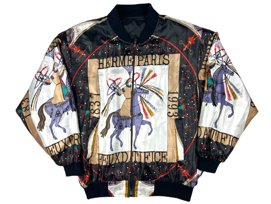 VTG HERMES PARIS INSPIRED SILK BOMBER JACKET