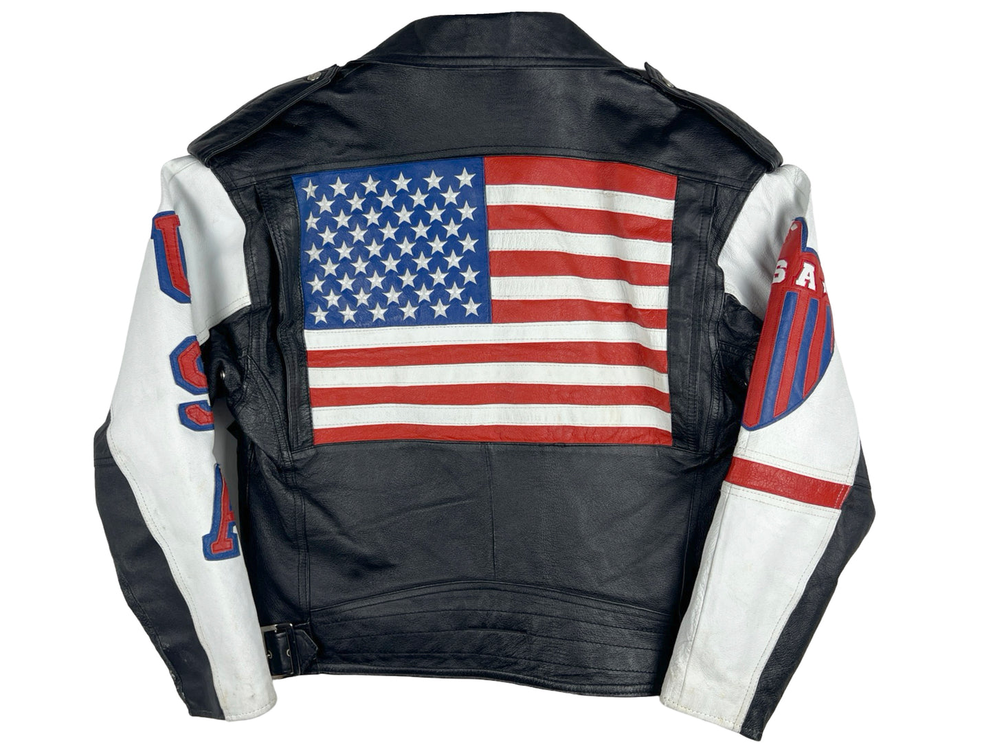 VTG MICHAEL HOBAN MOTORCYCLE AMERICAN FLAG JACKET