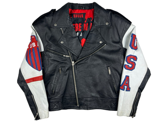 VTG MICHAEL HOBAN MOTORCYCLE AMERICAN FLAG JACKET