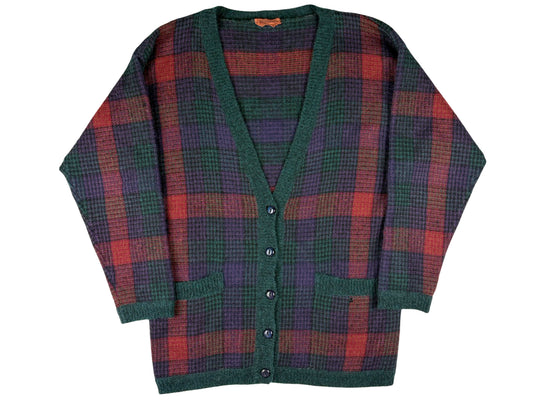 VTG MISSONI KNIT PLAID CARDIGAN SWEATER