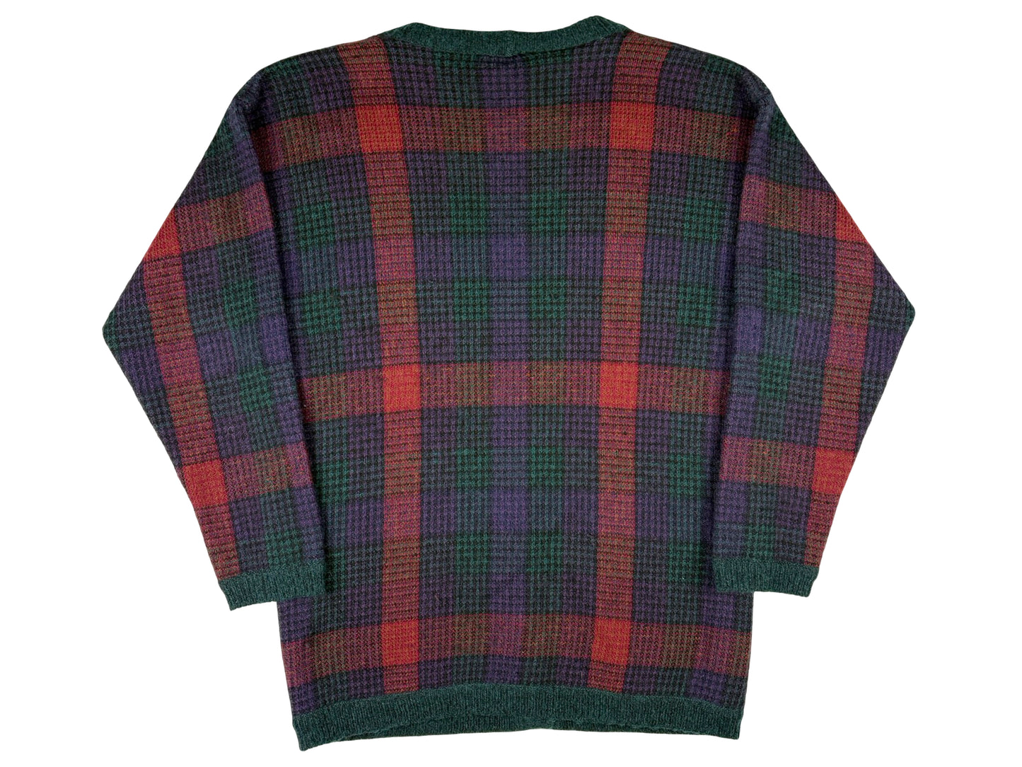 VTG MISSONI KNIT PLAID CARDIGAN SWEATER