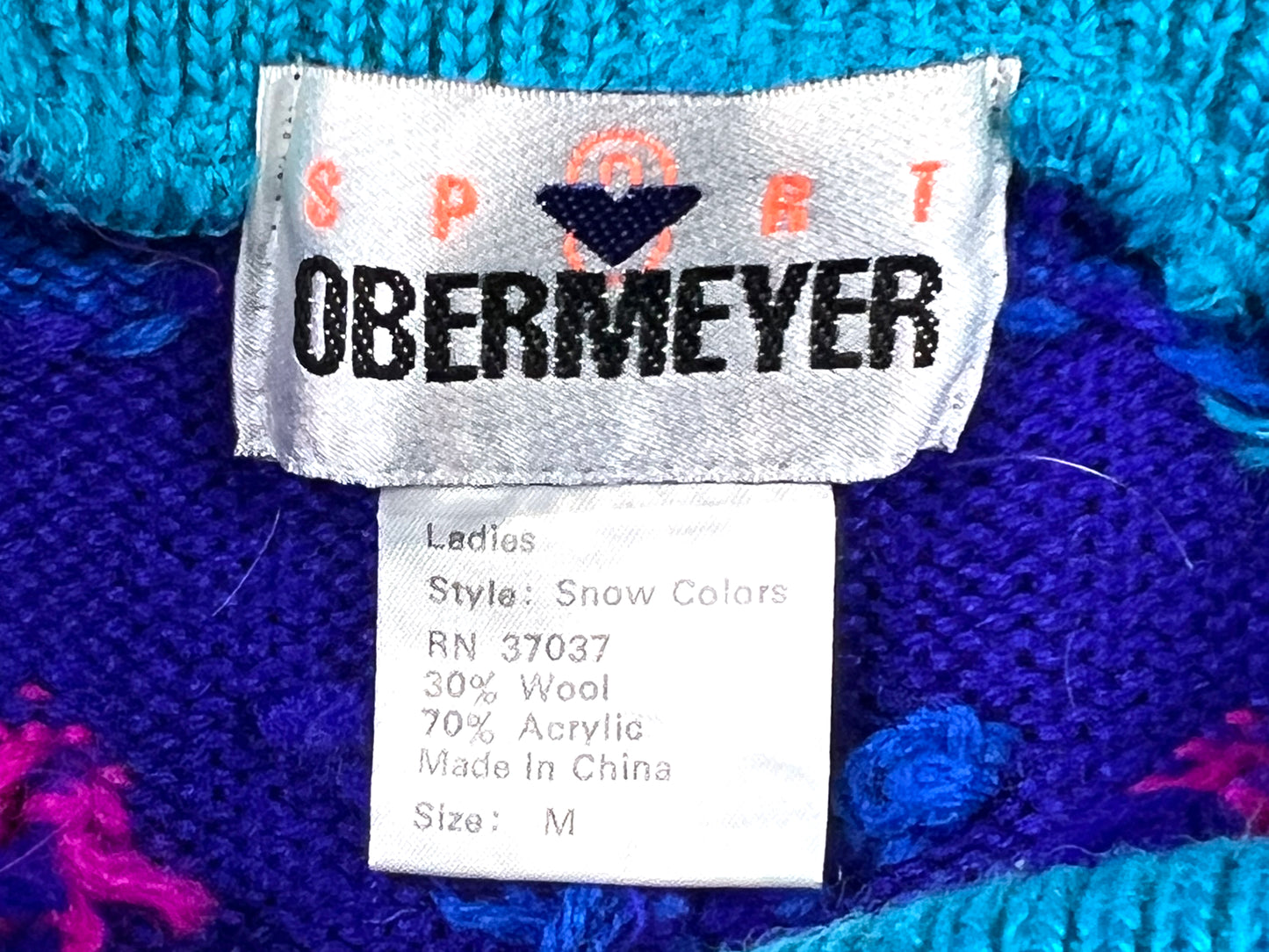VTG WMNS OBERMEYER SNOW COLORS KNIT SWEATER
