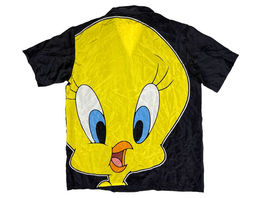 VTG TWEETY BIRD SILK BUTTON UP SHIRT