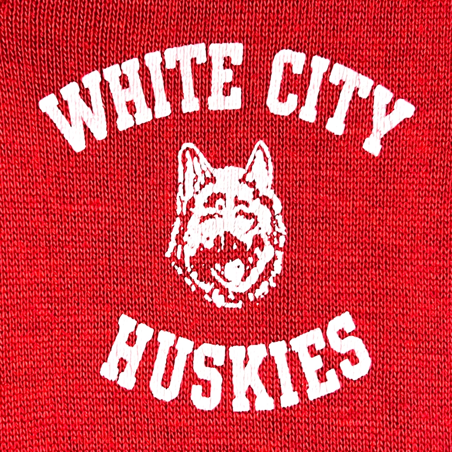 VTG WHITE CITY HUSKIES VNECK KNIT SWEATER