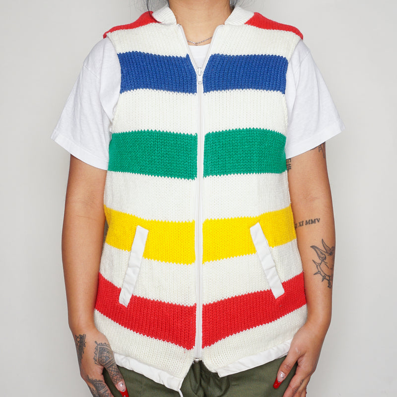 VTG WOMEN'S WHITE TIGER KNIT VEST